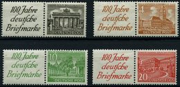 ZUSAMMENDRUCKE W 1,5,9,13 **, 1949, Bauten, 4 Verschiedene Waagerechte Zusammendrucke, Pracht, Mi. 199.- - Se-Tenant