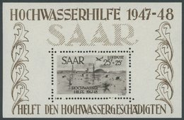 SAARLAND Bl. 2 *, 1948, Kleiner Block Hochwasserhilfe, Falzreste Im Rand, Pracht, Mi. 250.- - Autres & Non Classés