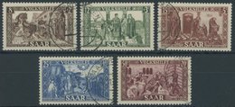 SAARLAND 299-303 O, 1950, Lutwinus-Legende, Prachtsatz, Fotoattest Geigle, Mi. 380.- - Autres & Non Classés