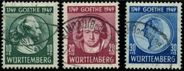 WÜRTTEMBERG 44-46 O, 1949, Goethe, Prachtsatz, Gepr. Schlegel, Mi. 110.- - Andere & Zonder Classificatie