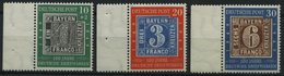 BUNDESREPUBLIK 113-15 **, 1949, 100 Jahre Briefmarken Vom Linken Rand, Prachtsatz - Oblitérés