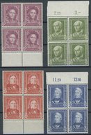 BUNDESREPUBLIK 117-20 VB **, 1949, Helfer Der Menschheit In Randviererblocks, Postfrischer Prachtsatz, Mi. (480.-) - Used Stamps