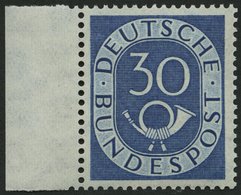 BUNDESREPUBLIK 132 **, 1951, 30 Pf. Posthorn, Linkes Randstück, Pracht, Gepr. Schlegel, Mi. 60.- - Oblitérés
