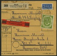 BUNDESREPUBLIK 138 BRIEF, 1953, 90 Pf. Posthorn, 2x Als Mehrfachfrankatur Auf Schnell-Paketkarte Aus MAUTH, Ein Marke Bu - Oblitérés