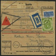 BUNDESREPUBLIK 138 BRIEF, 1953, 90 Pf. Posthorn, Einzelfrankatur Mit Klebezettel Auf Nachnahme-Paketkarte Aus NEUSTADT ( - Oblitérés