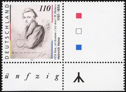 BUNDESREPUBLIK 1962L **, 1997, 110 Pf. Heinrich Heine Mit Rechts Anhängendem Leerfeld, Pracht, Mi. -.- - Used Stamps