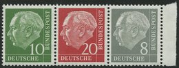 ZUSAMMENDRUCKE W 22YII **, 1960, Heuß Wz. Liegend 10 + 20 + 8, Nachauflage, Pracht, Mi. 70.- - Gebraucht