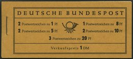 MARKENHEFTCHEN MH 4Xv **, 1958, Markenheftchen Heuss/Ziffer, Deckel Dunkelchromgelb, Pracht, Mi. 100.- - Andere & Zonder Classificatie