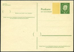 GANZSACHEN P 45I BRIEF, 1960, 10/10 Pf. Heuss, Breiter Fluoreszierender Beidruck, Ungebraucht, Pracht, Mi. 70.- - Colecciones