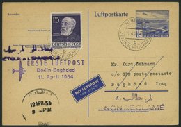 ERST-UND ERÖFFNUNGSFLÜGE 2470A BRIEF, 11.4.54, Berlin-Baghdad, Prachtkarte - Covers & Documents