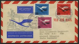 DEUTSCHE LUFTHANSA 40 BRIEF, 11.6.1955, Hamburg-New York, Prachtbrief - Usati