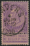 BELGIEN 59 O, 1893, 2 Fr. Lila Auf Blaßrosa, Pracht, Mi. 65.- - Belgio