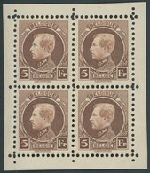 BELGIEN 186 VB *, 1924, 5 Fr. Internationale Briefmarkenausstellung Im Viererblock, Pracht - België