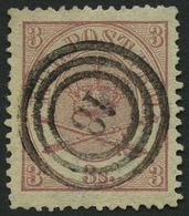 DÄNEMARK 12A O, 1865, 3 S. Lila, Gezähnt K 13:121/2, Zentrischer Nummernstempel 18, Pracht, Mi. 70.- - Used Stamps