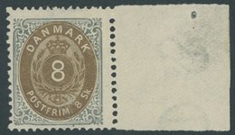 DÄNEMARK 19IA *, 1871, 8 S. Grau/braun Mit Breitem Rechten Rand, Falzrest, Kabinett - Oblitérés