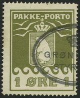 GRÖNLAND - PAKKE-PORTO 4A O, 1926, 1 Ø Grünoliv, (Facit P 4IV), Pracht - Spoorwegzegels