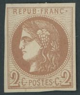 FRANKREICH 37a *, 1870, 2 C. Braunrot, Falzreste, Pracht, Mi. 250.- - Sonstige & Ohne Zuordnung