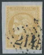 FRANKREICH 40a BrfStk, 1870, 10 C. Gelbbraun, Nummernstempel 2145, Prachtbriefstück - Other & Unclassified
