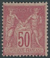 FRANKREICH 81I *, 1899, 50 C. Karmin Auf Rosa, Type I, Falzrest, Pracht, Mi. 250.- - Otros & Sin Clasificación