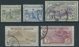 FRANKREICH 130-34 O, 1917, 15 C. - 1 Fr. Kriegswaisen, Normale Zähnung, 5 Prachtwerte, Mi. 727.- - Autres & Non Classés