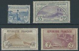 FRANKREICH 131-34 *, 1917, 25 C. - 1 Fr. Kriegswaisen, Falzreste, 4 Werte Feinst/Pracht, Mi. 870.- - Autres & Non Classés