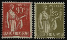 FRANKREICH 279,281 *, 1932, 90 C. Dunkelrot Und 1.25 Fr. Dunkeloliv, Falzrest, 2 Prachtwerte - Other & Unclassified