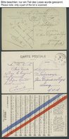 FRANKREICH FELDPOST 1915/22, 9 Feldpostkarten Mit Diversen Formationsstempeln, Dazu Fliegerliedkarte L`Avion Sowie Flugt - WW I