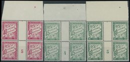 PORTOMARKEN P 47-49 VB **, 1924/5, 40 - 60 C., Je Im Viererblock Mit Zwischensteg Und Nummer (Millesimes), Postfrisch, P - Postage Due