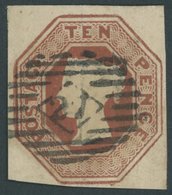 GROSSBRITANNIEN 6 O, 1848, 10 P. Rotbraun, Nummernstempel 21, Vollrandig, Pracht, Mi. 800.- - Otros & Sin Clasificación