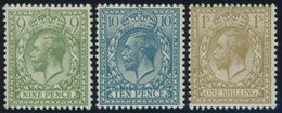 GROSSBRITANNIEN 163-65 *, 1924, 9 P. - 1 Sh. König Georg V, Wz. 15, Falzrest, 3 Prachtwerte - Sonstige & Ohne Zuordnung