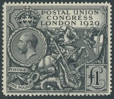 GROSSBRITANNIEN 174 O, 1929, 1 £ Schwarz Weltpostkongress, Zentrisch Gestempelt, Pracht, Mi. 700.- - Other & Unclassified