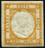 ITALIEN 6a *, 1861, 10 Gr. Orange Mit Leichter Doppelter Kopfprägung, Falzreste, Gummi Etwas Bügig, Pracht, Signiert Kos - Usati