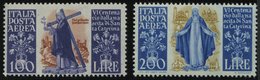 ITALIEN 744/5 *, 1948, 100 Und 200 L. Flugpost Heilige Katharina Von Siena, Falzrest, 2 Prachtwerte - Usati
