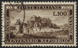 ITALIEN 773 O, 1949, 100 L. Republica Romana, Pracht, Mi. 130.- - Used