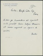 ITALIEN 1942, Eigenhändiger Brief Mit Unterschrift Von Benito Mussolini Mit Gedruckten Briefkopf Il Duce Del Fascismo Ca - Used