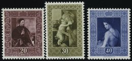 LIECHTENSTEIN 306-08 **, 1952, 3. Gemäldeserie, Prachtsatz, Mi. 140.- - Autres & Non Classés