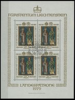 LIECHTENSTEIN 734KB O, 1979, 20 Fr. Landespatrone Im Kleinbogen, Ersttagssonderstempel, Pracht, Mi. 70.- - Autres & Non Classés