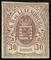 LUXEMBURG 9 (*), 1859, 30 C. Rotlila, Kleine Gummireste, Pracht, Gepr. Bühler, Mi. 360.- - Sonstige & Ohne Zuordnung