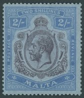 MALTA 62 **, 1922, 2 Sh. Blau/lila Auf Hellblau, Pracht, Mi. 150.- - Malte