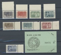 NIEDERLANDE 593-600 **, 1952, Reichstelegraphen Und ITEP Mit Eintrittskarte, 2 Postfrische Prachtsätze, Mi. 108.- - Autres & Non Classés