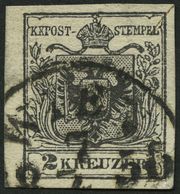 ÖSTERREICH 2Ya O, 1854, 2 Kr. Schwarz, Maschinenpapier, Type III, K1 WIEN 1. EXP., Pracht - Used Stamps