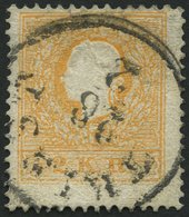 ÖSTERREICH 10IIe O, 1859, 2 Kr. Orange, Type II, K1 TRIEST, Kleine Rückseitige Korrektur, Mi. 600.- - Gebraucht