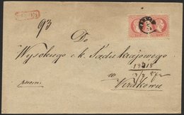 ÖSTERREICH 37I Paar,38I BRIEF, 1872, 5 Kr. Karmin Im Paar Und 10 Kr. Blau (rückseitig), Grober Druck, Mit Fingerhutstemp - Usati