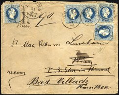 POST IN DER LEVANTE 4II BRIEF, 1883, 10 So. Blau, 5x Auf Einschreibbrief Von SMIRNE Nach Wien, Von Dort Nach Bad Villach - Levant Autrichien
