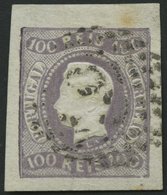 PORTUGAL 23 O, 1867, 100 R. Dunkellila, Pracht, Mi. 140.- - Usado