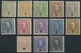 PORTUGAL 124-37 *, 1895, König Carlos I, Falzreste, 13 Werte (ohne Mi.Nr. 129), üblich Gezähnt Pracht, Mi. 600.- - Used Stamps