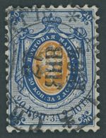 RUSSLAND 6 O, 1858, 20 K. Dunkelblau/gelborange, Ortsstempel, Pracht, Mi. 150.- - Andere & Zonder Classificatie