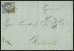 SCHWEIZ BUNDESPOST 14IIAym BRIEF, 1855, 10 Rp. Blau, Berner Druck I, (Zst. 23Ba), Vollrandig Auf Brief Von St. Gallen Na - 1843-1852 Timbres Cantonaux Et  Fédéraux