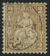 SCHWEIZ BUNDESPOST 29b O, 1867, 2 C. Rotbraun, Pracht, Mi. 240.- - 1843-1852 Federal & Cantonal Stamps