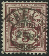 SCHWEIZ BUNDESPOST 46 O, 1882, 5 C. Lilabraun, Pracht, Mi. 120.- - 1843-1852 Timbres Cantonaux Et  Fédéraux